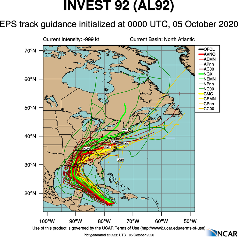 Invest 92L 2020 Hurricane Season « Track The Tropics Spaghetti