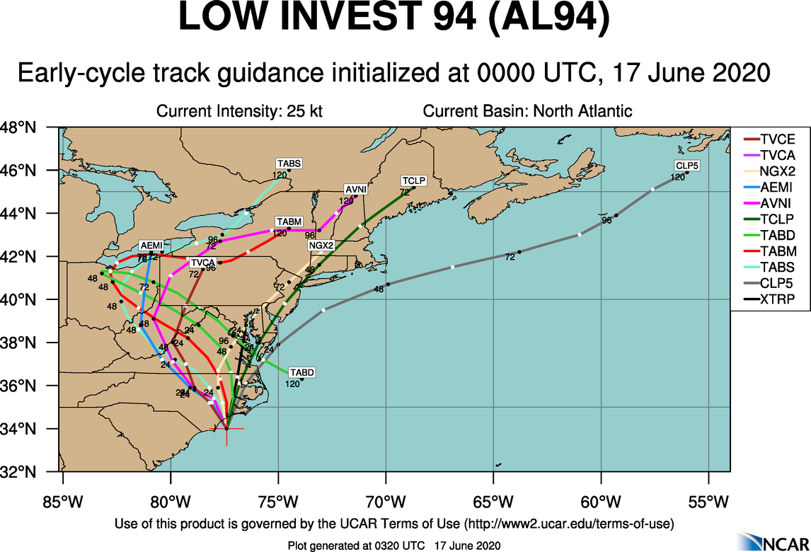 Invest 94L 2020 Hurricane Season Track The Tropics Spaghetti Models