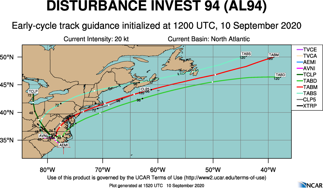 Invest 94L 2020 Hurricane Season « Track The Tropics Spaghetti Models